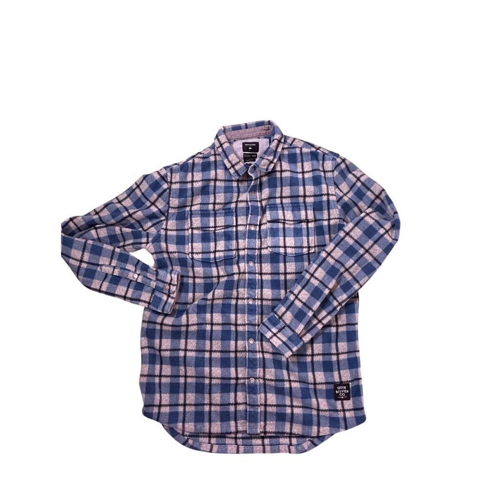 Quiksilver Blue Gray Flannel Fleece Shirt Men's Medium Skatewear Surf